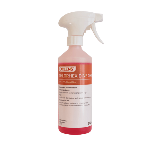 Co-Clens 0.5% Chlorhexidine in 70% Ethanol Pink - Spray 500ml - SC Supplies